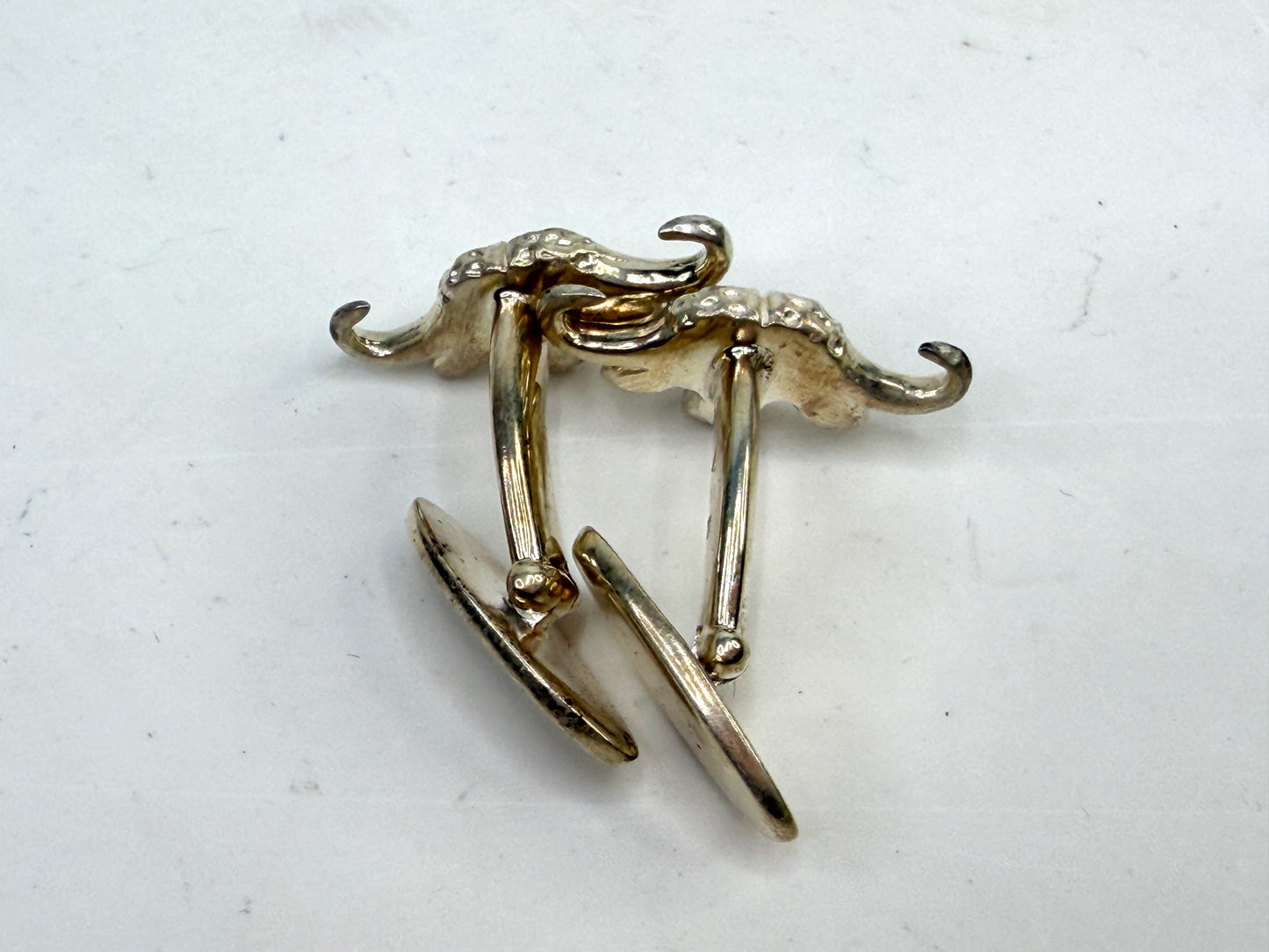 Vintage Italian Sterling Silver Longhorn Bull Head Cufflinks 925 S274