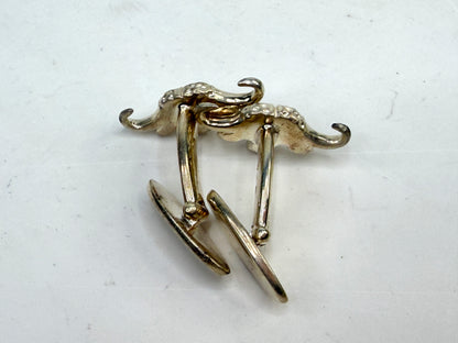 Vintage Italian Sterling Silver Longhorn Bull Head Cufflinks 925 S274