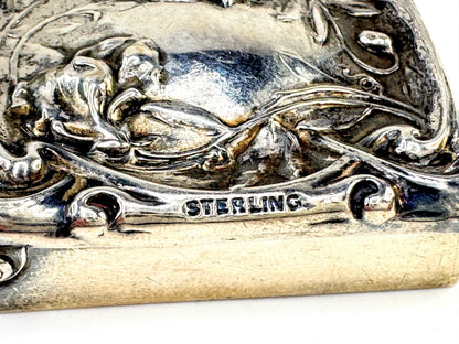 Antique Sterling Silver Art Nouveau Floral Trinket Pill Box SS365