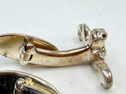 Vintage Italian Sterling Silver Longhorn Bull Head Cufflinks 925 S274