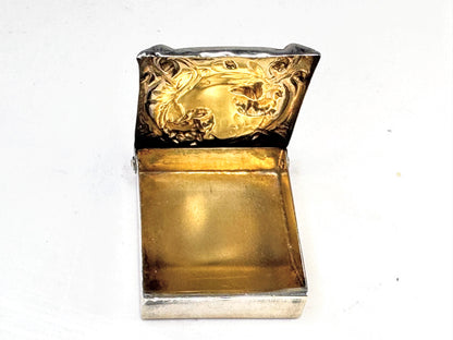 Antique Sterling Silver Art Nouveau Floral Trinket Pill Box SS365