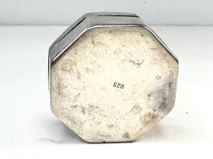 Vintage Sterling Silver Snowflake Hexagon Trinket Pill Box SS364