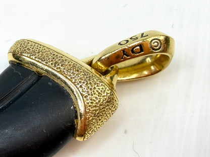 Vintage David Yurman 18K Yellow Gold Onyx Petrvs Claw Amulet Pendant JR1492