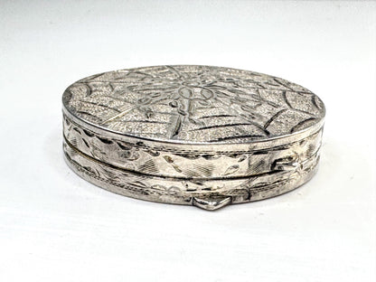 Vintage Spider Web with spider Engraved Sterling Silver Pill Box 2" 24.1g SS366