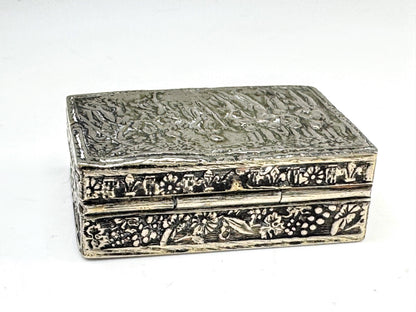 Vintage Repoussé Sterling Silver Classical Dancing Scene Pill Trinket Box SS368