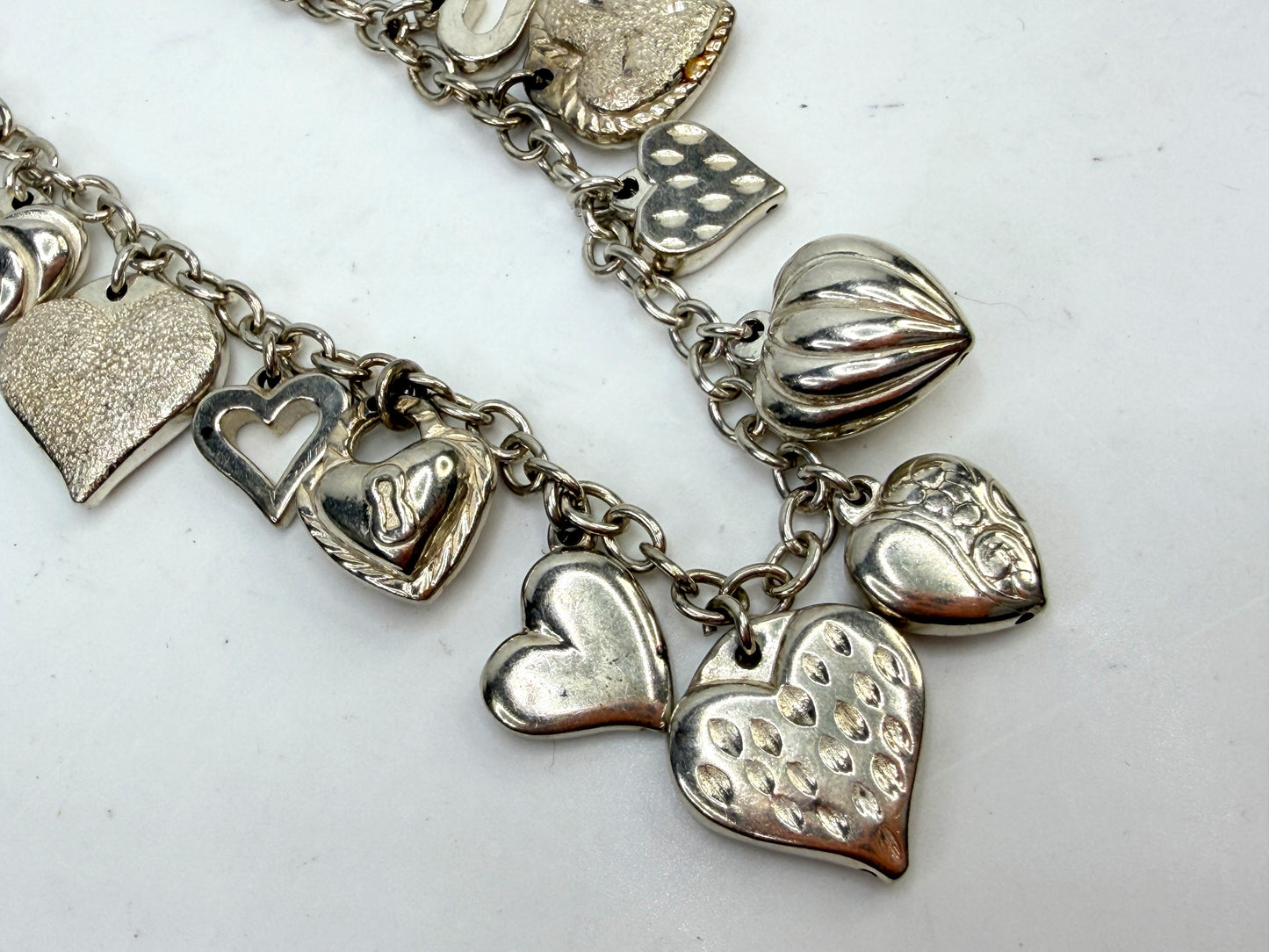 Vintage Sterling Silver Multi Charm Bracelet 14 Charms 19.5g 8.25in JR1494