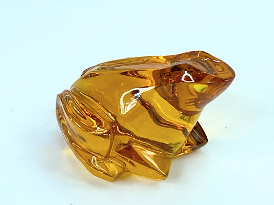 Baccarat Crystal Amber Mini Glass Frog Figurine art glass Signed