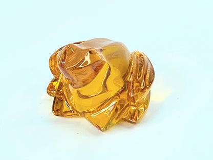 Baccarat Crystal Amber Mini Glass Frog Figurine art glass Signed