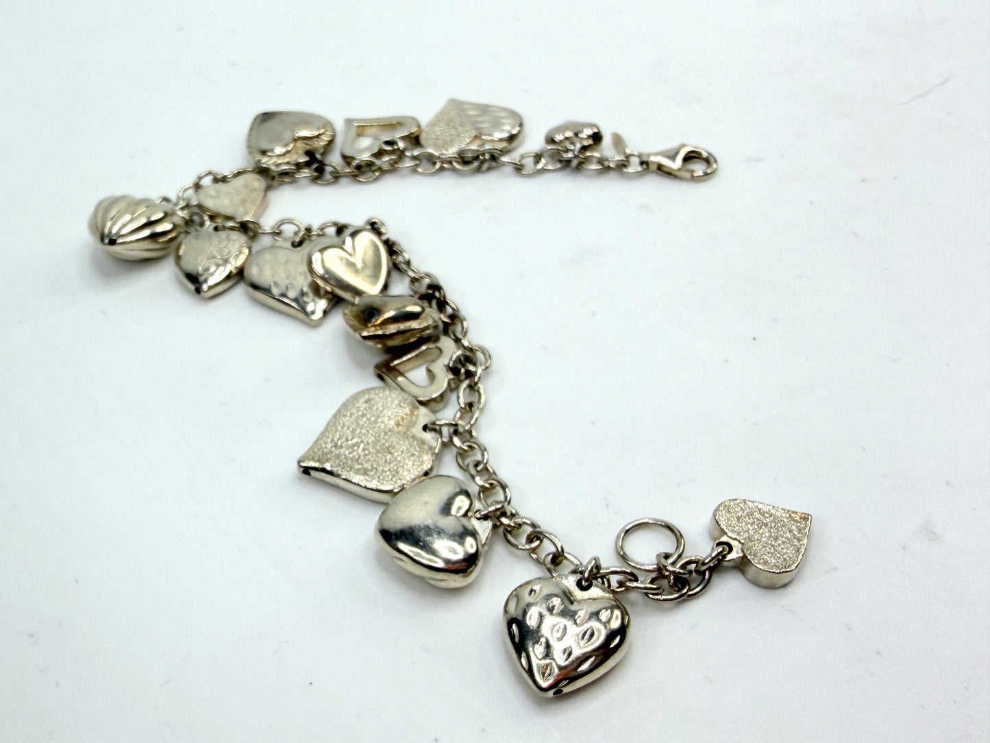 Vintage Sterling Silver Multi Charm Bracelet 14 Charms 19.5g 8.25in JR1494
