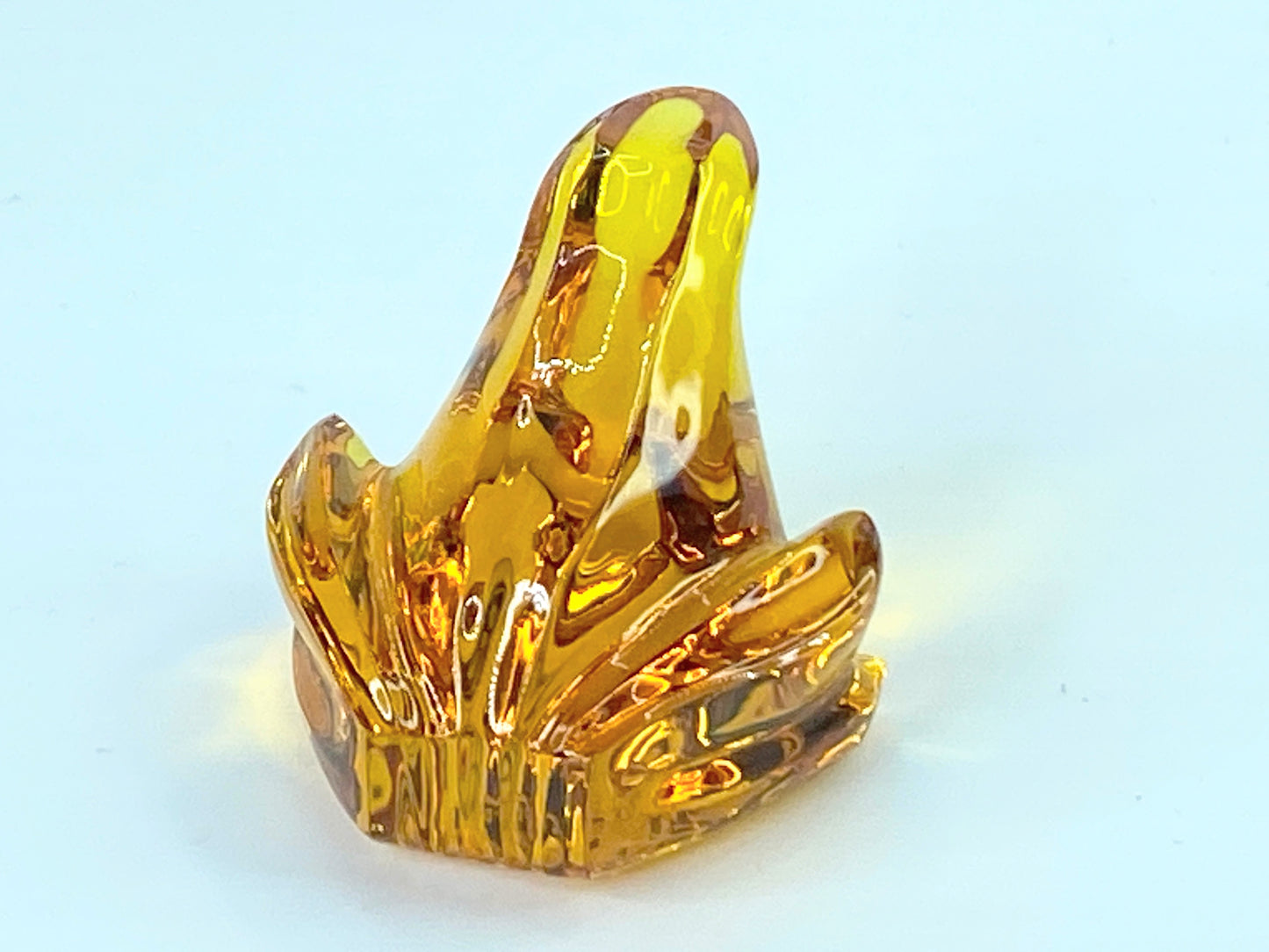 Baccarat Crystal Amber Mini Glass Frog Figurine art glass Signed