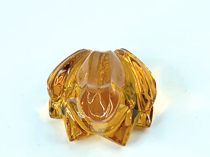 Baccarat Crystal Amber Mini Glass Frog Figurine art glass Signed