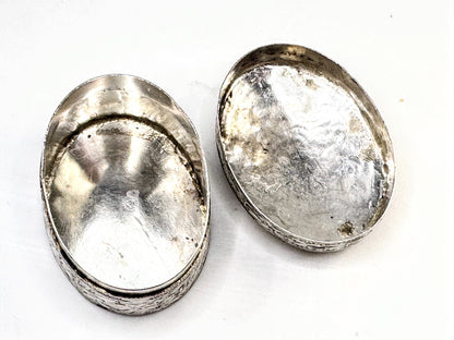 Vintage Sterling Silver Repousse Floral Oval Deep Trinket Box SS369 H925