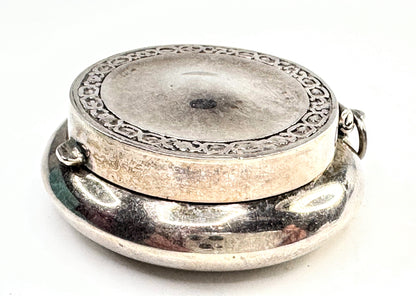 Vintage Sterling Silver Round Powder Pill Trinket Box Pendant SS370