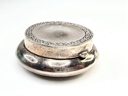 Vintage Sterling Silver Round Powder Pill Trinket Box Pendant SS370