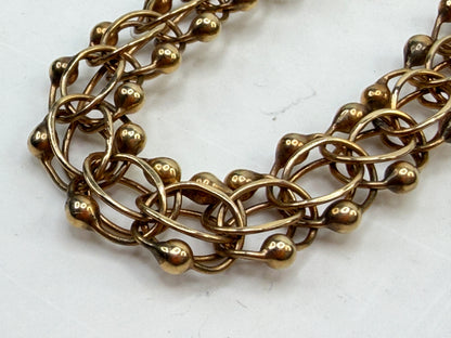 Vintage 14K Yellow Gold Textured Triple Link Charm Bracelet 15g 7in JR1496