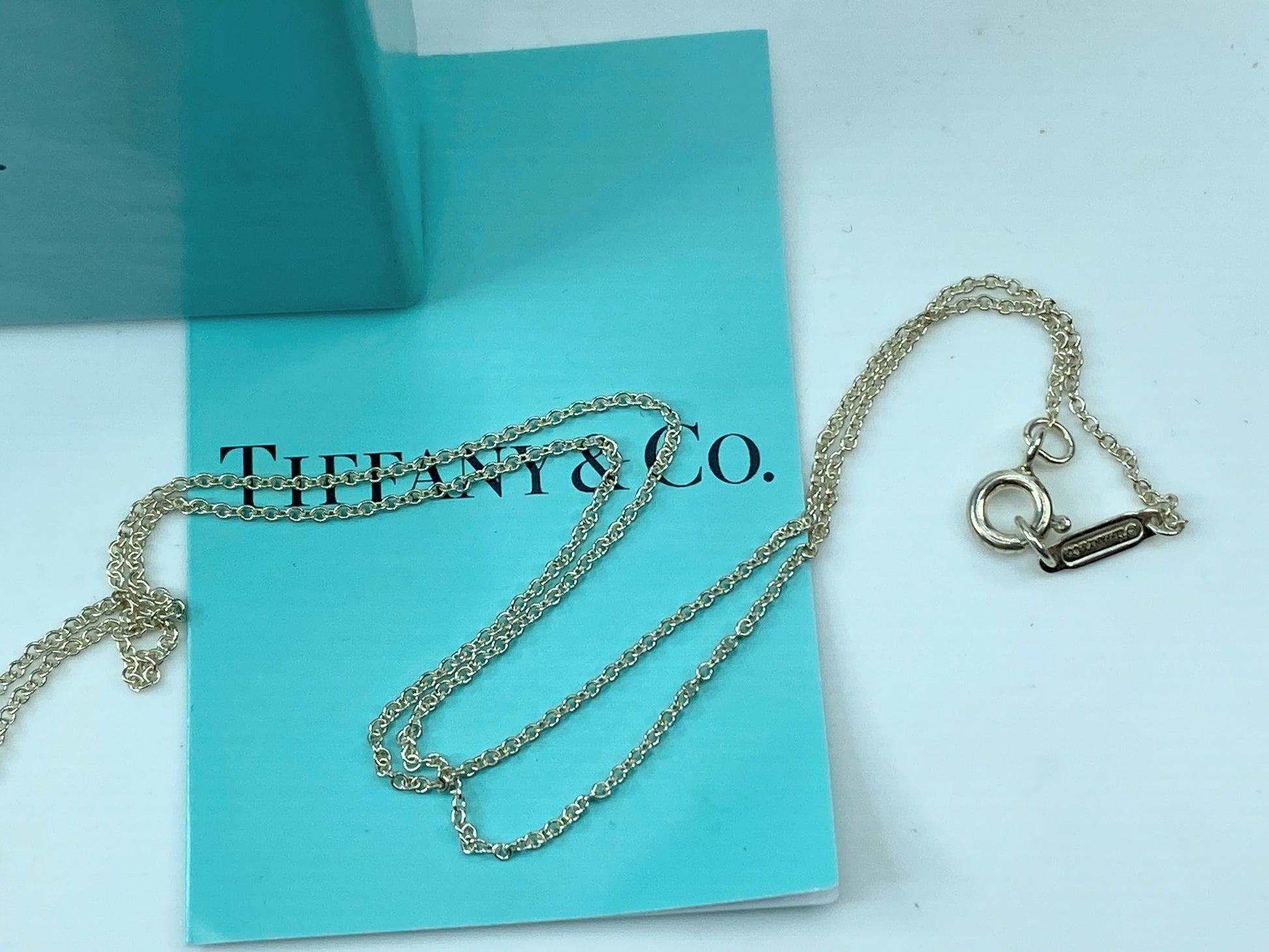 Tiffany & Co. Sterling Silver Logo Drop Pendant Necklace JR342