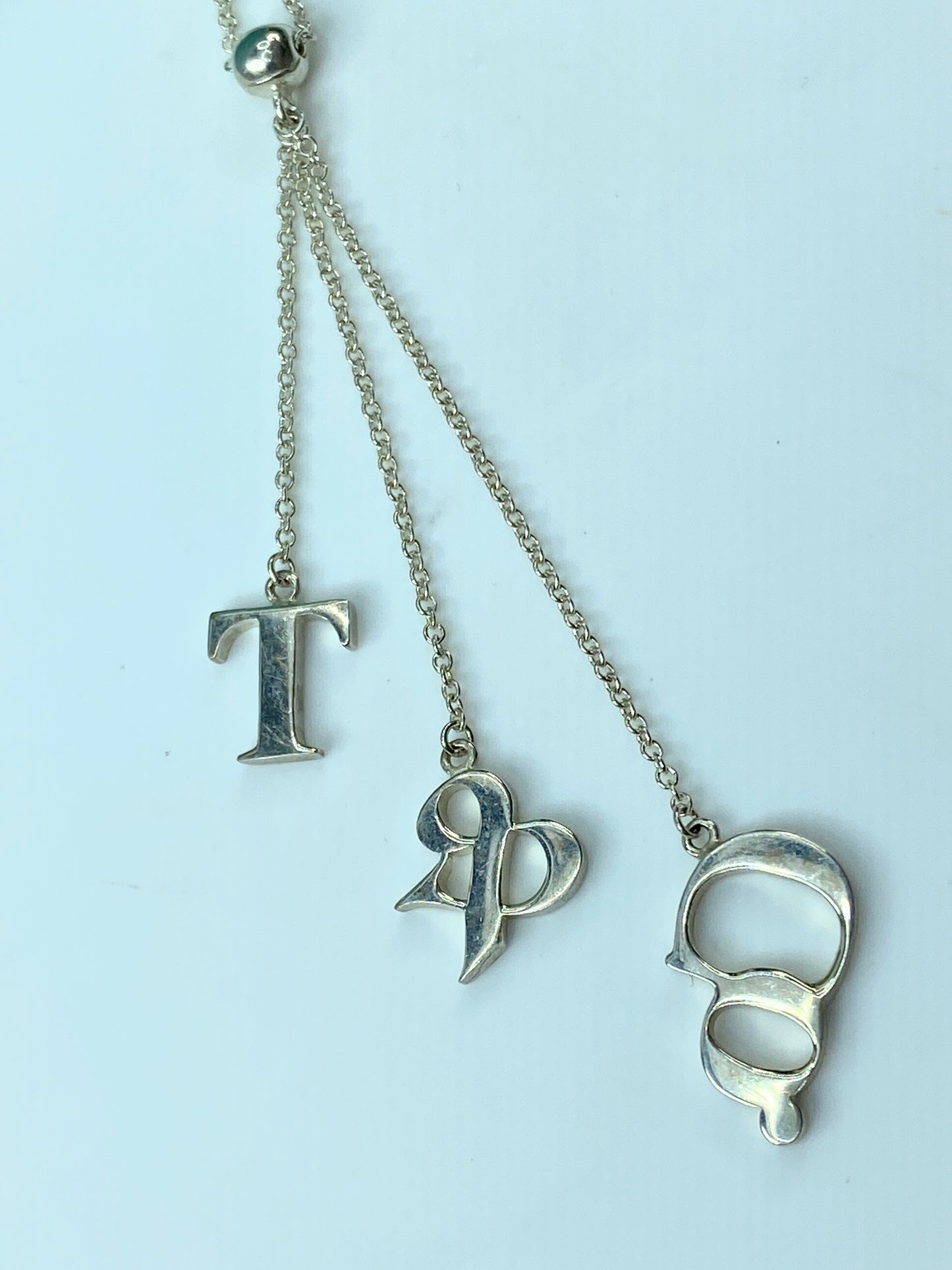 Tiffany & Co. Sterling Silver Logo Drop Pendant Necklace JR342