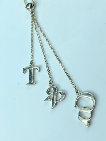 Tiffany & Co. Sterling Silver Logo Drop Pendant Necklace JR342