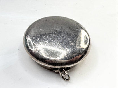 Vintage Sterling Silver Round Powder Pill Trinket Box Pendant SS370