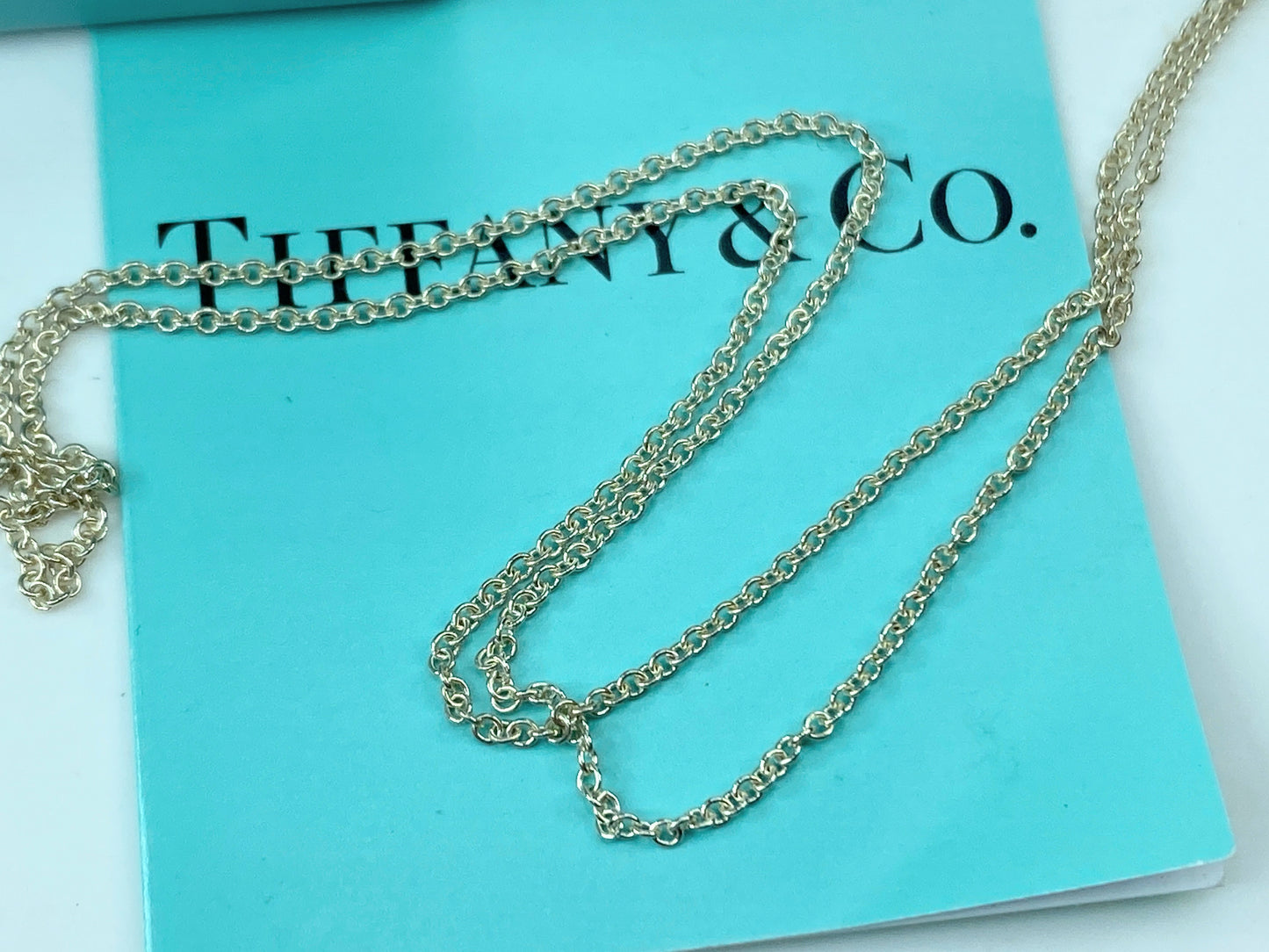 Tiffany & Co. Sterling Silver Logo Drop Pendant Necklace JR342