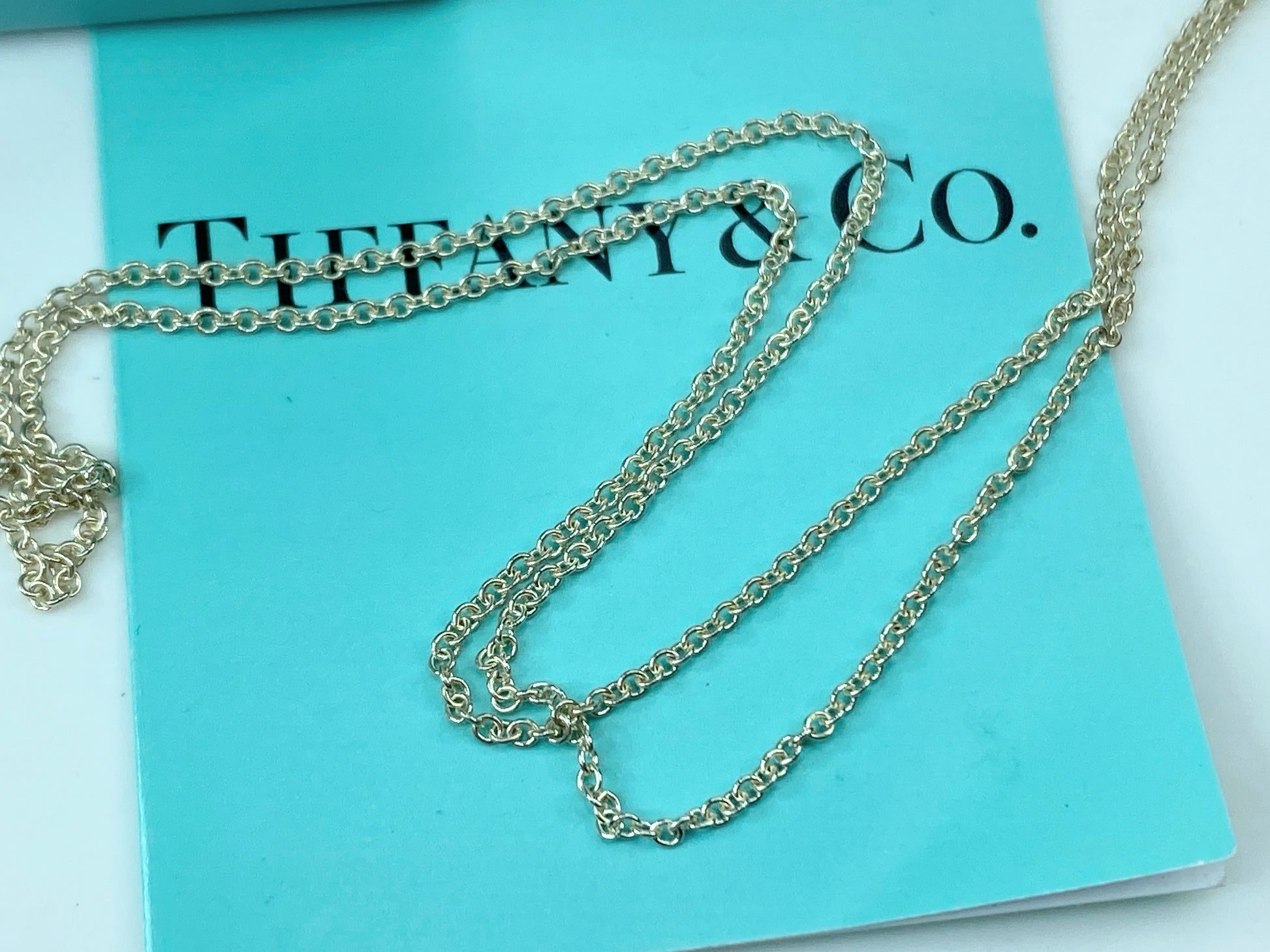 Tiffany & Co. Sterling Silver Logo Drop Pendant Necklace JR342