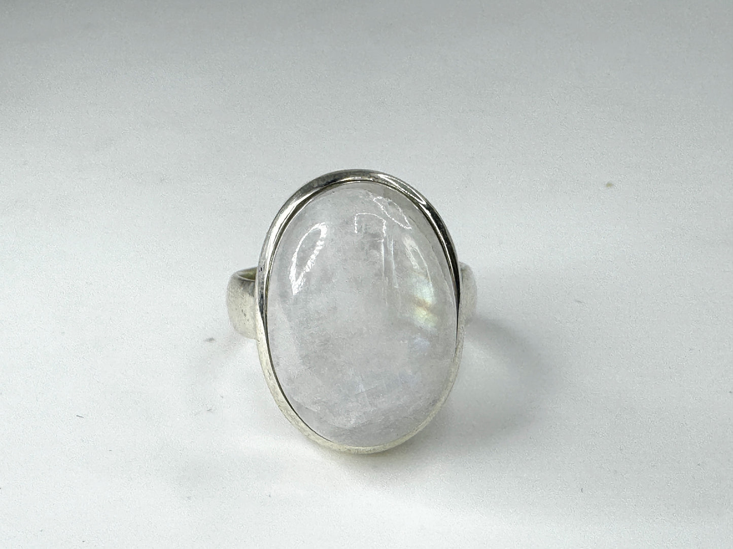 Huge natural Moonstone solitaire stone sterling silver ring 8.7g s8 JR9496