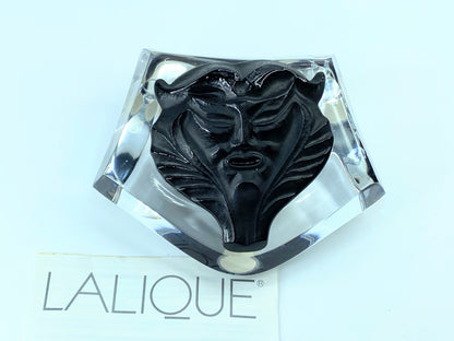 Vintage French Lalique Egyptian Revival Figural Satyr Crystal Paperweight 20th C