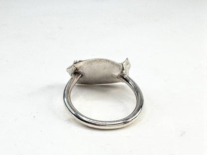 Handmade Mixed Metal Sterling Silver 14K Gold Artisan Modernist Ring s7.5 JR1642
