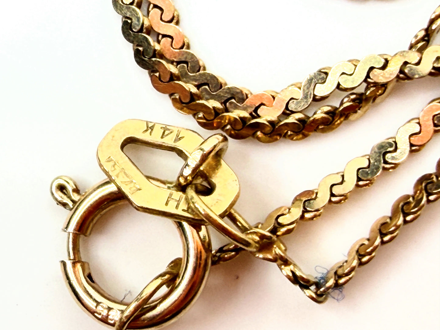 Vintage 14K Yellow Gold Twisted Link Chain Necklace JR1497