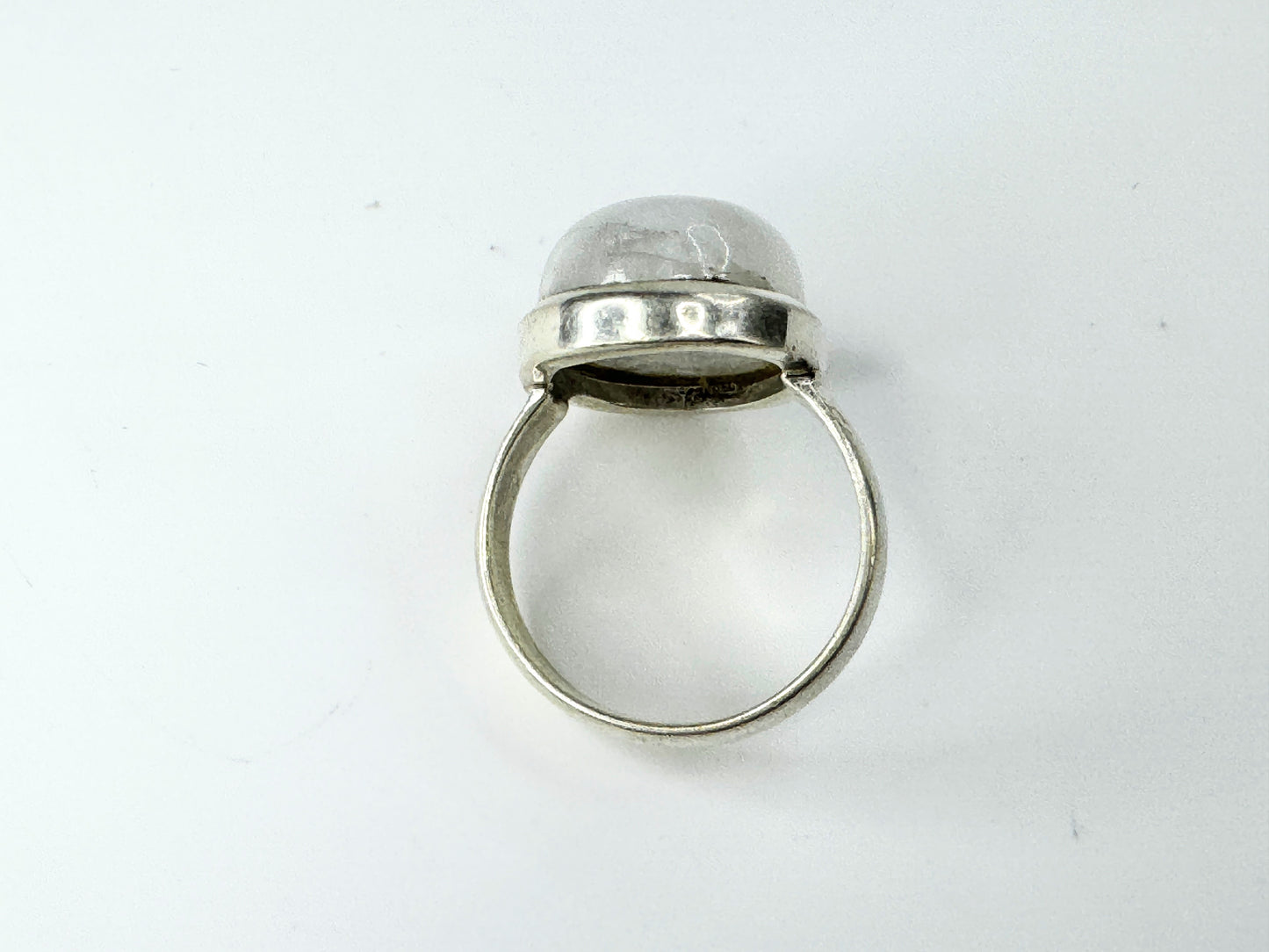 Huge natural Moonstone solitaire stone sterling silver ring 8.7g s8 JR9496