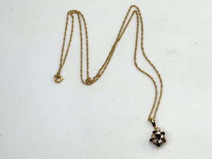 Vintage 14K Gold Sapphire and Diamond Pendant Necklace JR1498