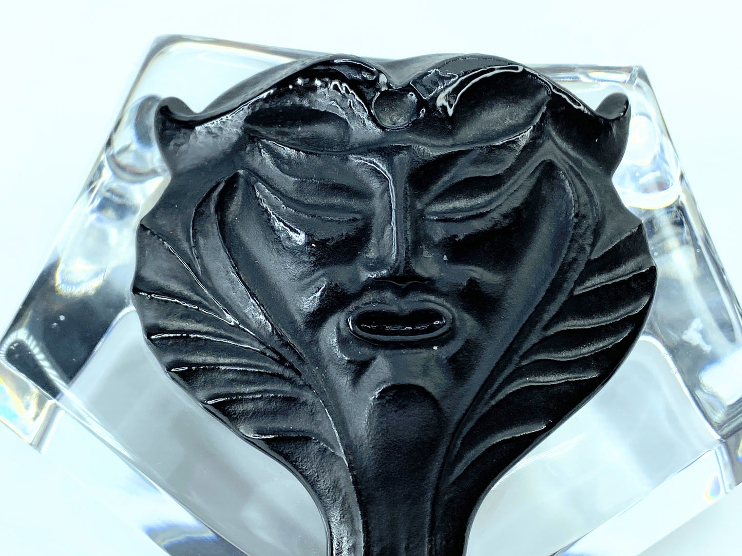 Vintage French Lalique Egyptian Revival Figural Satyr Crystal Paperweight 20th C