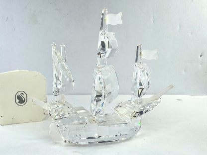 Retired Swarovski Crystal Santa Maria Sailing Ship Display Mint COA S286