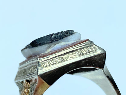 14 Karat bicolor Gold Vintage 3D Onyx Cameo Ring 9.3g s11 JR9703