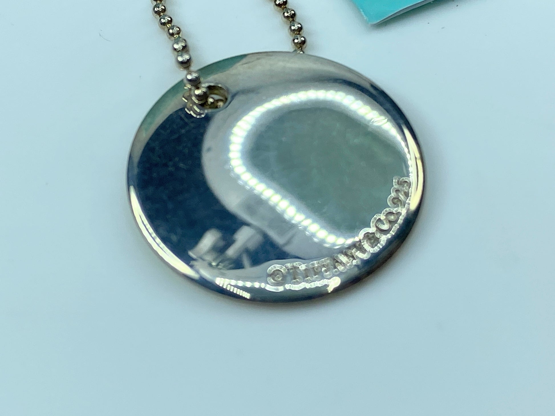 Tiffany & Co Sterling Initial Letter 'Z' Circle Disc Pendant Bead Necklace JR345