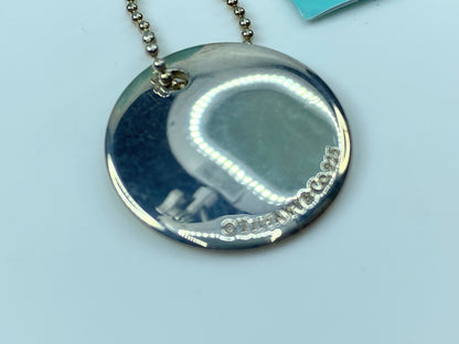 Tiffany & Co Sterling Initial Letter 'Z' Circle Disc Pendant Bead Necklace JR345