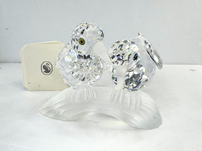 Swarovski Crystal "Turtledoves Amour" Figurine 1989 Retired Mint COA S287