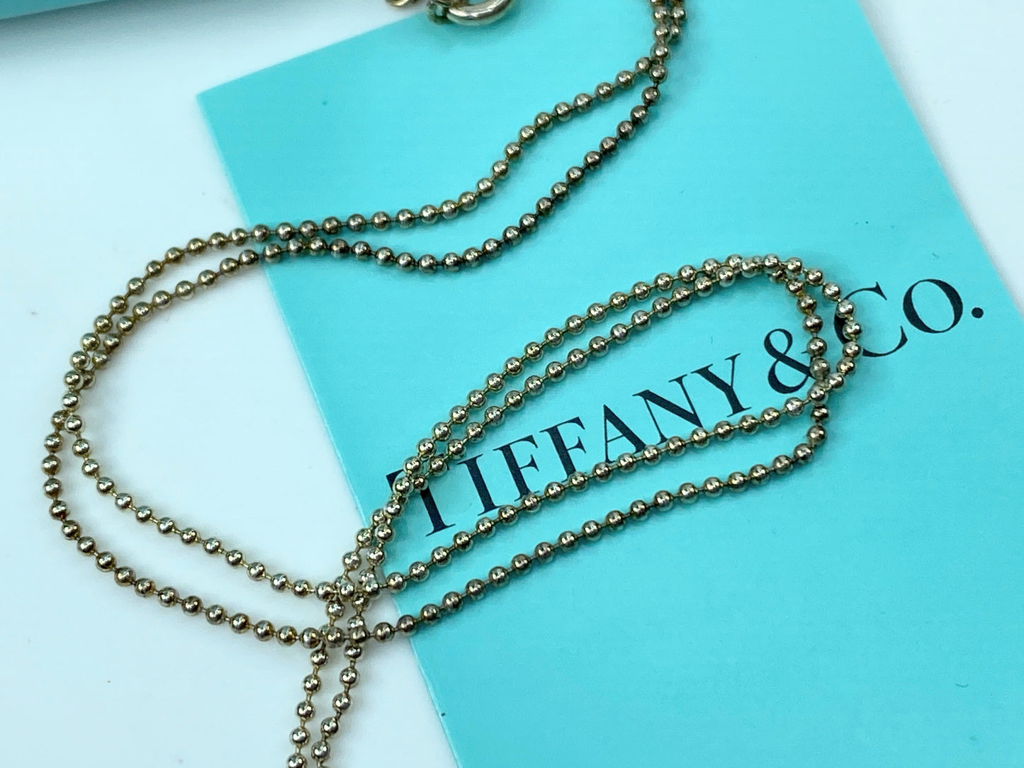 Tiffany & Co Sterling Initial Letter 'Z' Circle Disc Pendant Bead Necklace JR345