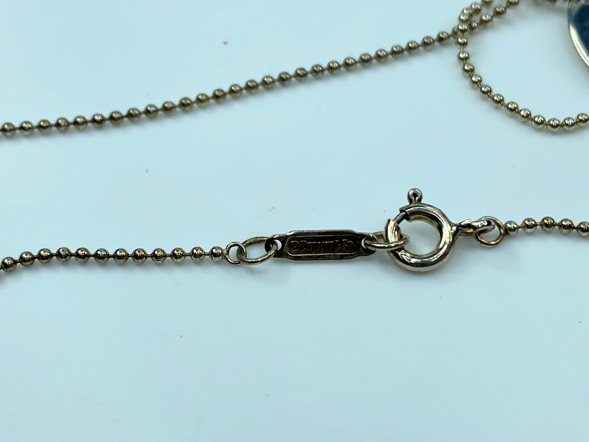 Tiffany & Co Sterling Initial Letter 'Z' Circle Disc Pendant Bead Necklace JR345