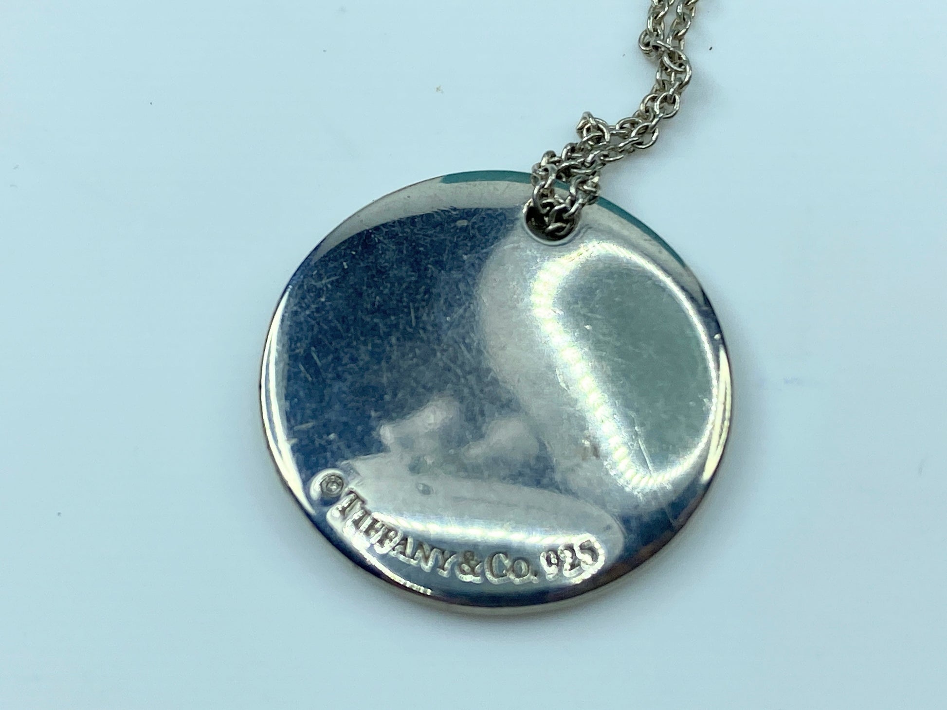 Tiffany & Co. 18" Letter A Initial Circle Disc Notes Sterling Silver JR346