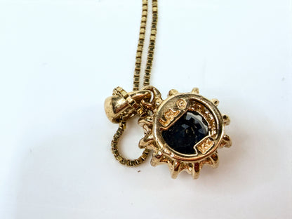 Vintage 14K Gold Diamond and Sapphire Halo Necklace JR1500