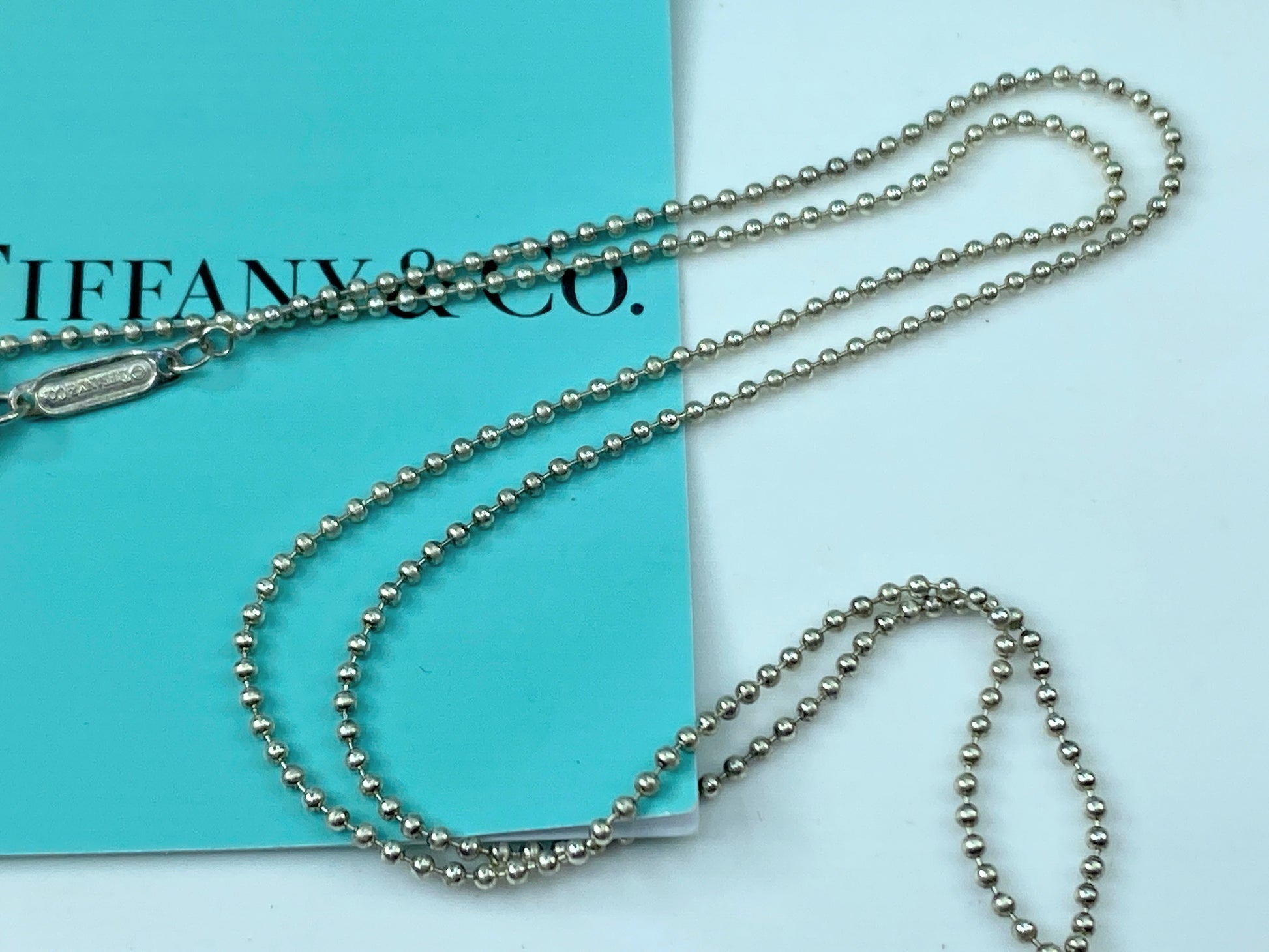 Tiffany & Co Sterling Initial Letter 'K' Circle Disc Pendant Bead Necklace JR347