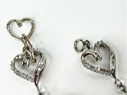 10K White Gold 3.0ct Diamond Multi Heart Link Bracelet 20.7g 7 3/4 JR2242
