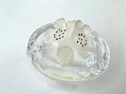 Retired Swarovski Anemone Frosted Crystal Floral Trinket Box Mint, COA S288