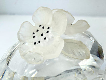 Retired Swarovski Anemone Frosted Crystal Floral Trinket Box Mint, COA S288