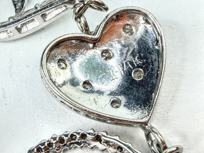 10K White Gold 3.0ct Diamond Multi Heart Link Bracelet 20.7g 7 3/4 JR2242