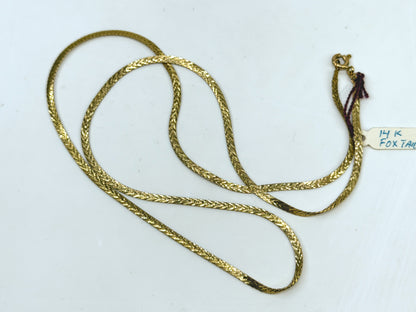 Vintage 14K Yellow Gold Textured Herringbone Chain Necklace 19.5" JR1503