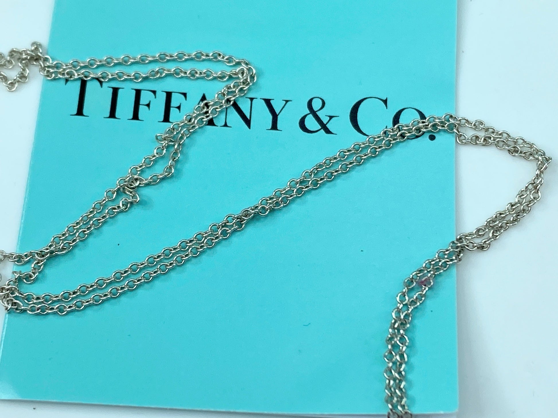 Tiffany & Co Sterling Initial Letter 'g' Circle Disc Pendant Bead Necklace JR348