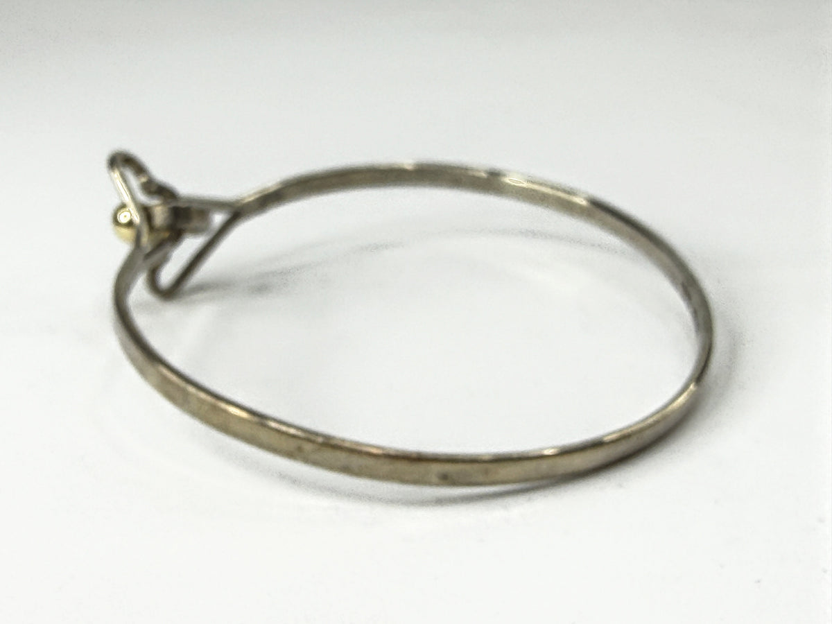 Tiffany Co Vintage Sterling Silver 18K Gold Double Heart Bangle 6.25 pouchJR2243