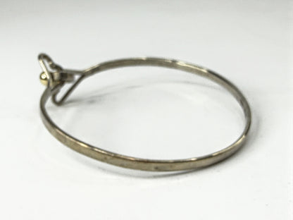 Tiffany Co Vintage Sterling Silver 18K Gold Double Heart Bangle 6.25 pouchJR2243